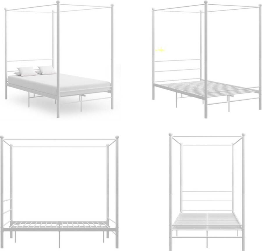 VidaXL Hemelbedframe metaal wit 120x200 cm Bedframe Bed Frame Bed Frames