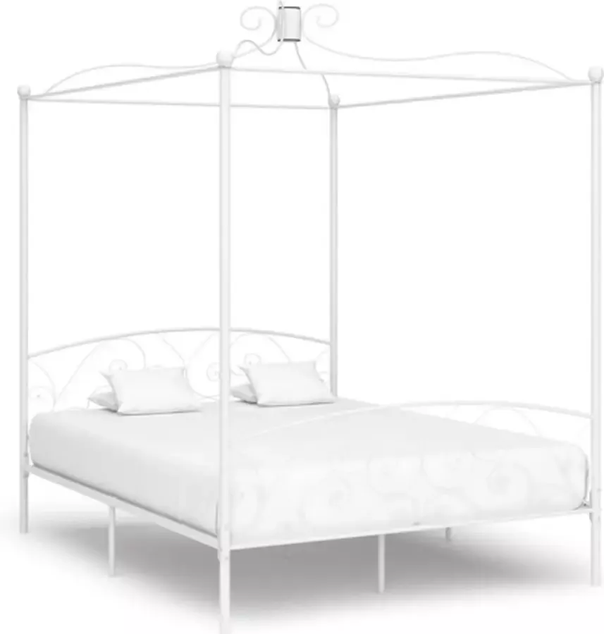 VidaXL -Hemelbedframe-metaal-wit-160x200-cm