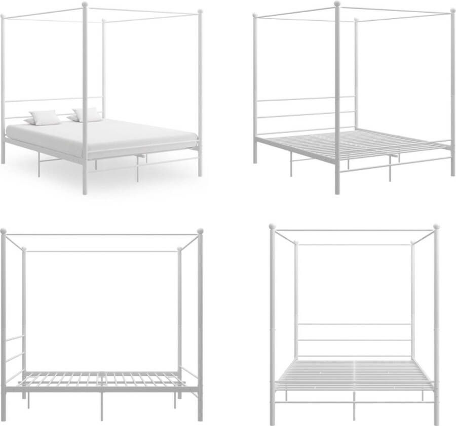 VidaXL Hemelbedframe metaal wit 160x200 cm Bedframe Bed Frame Bed Frames