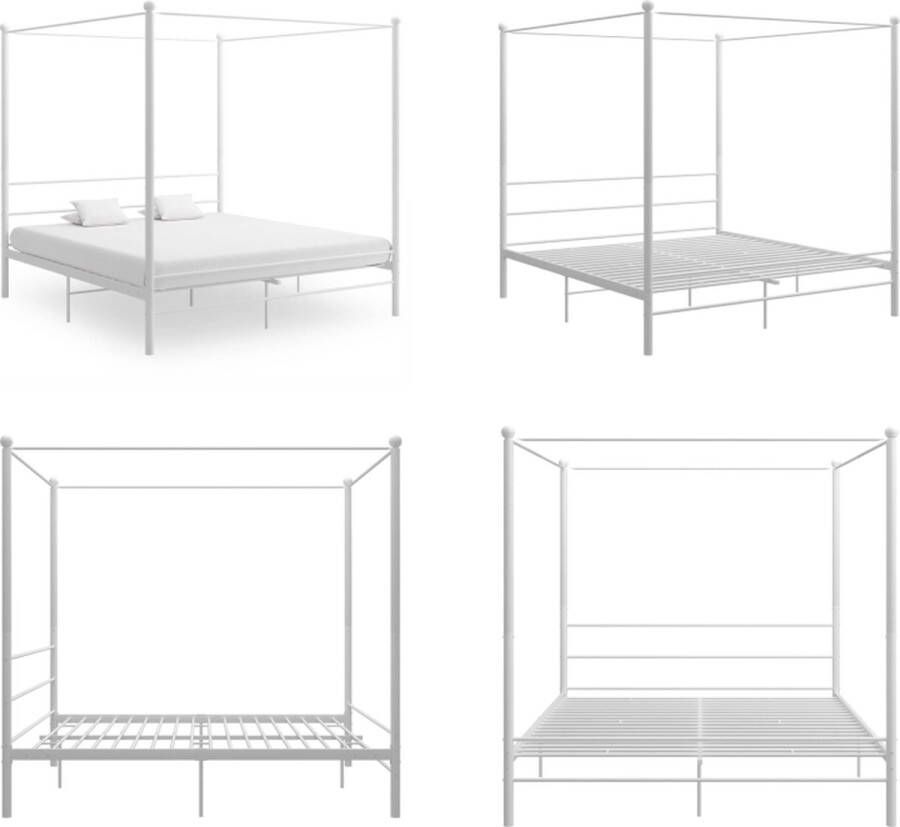 VidaXL Hemelbedframe metaal wit 180x200 cm Bedframe Bed Frame Bed Frames