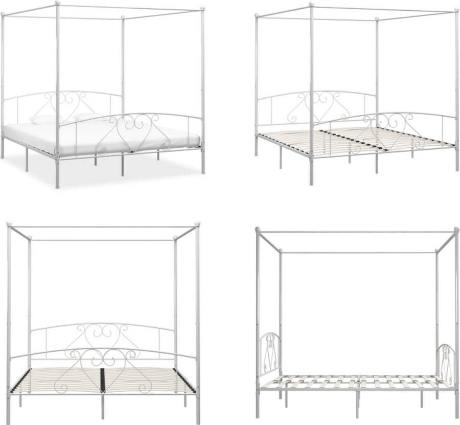 VidaXL Hemelbedframe metaal wit 180x200 cm Bedframe Bedframes Tweepersoonsbed Tweepersoonsbedden - Foto 2