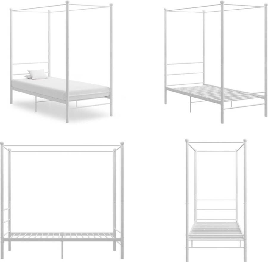 VidaXL Hemelbedframe metaal wit 90x200 cm Bedframe Bed Frame Bed Frames - Foto 2
