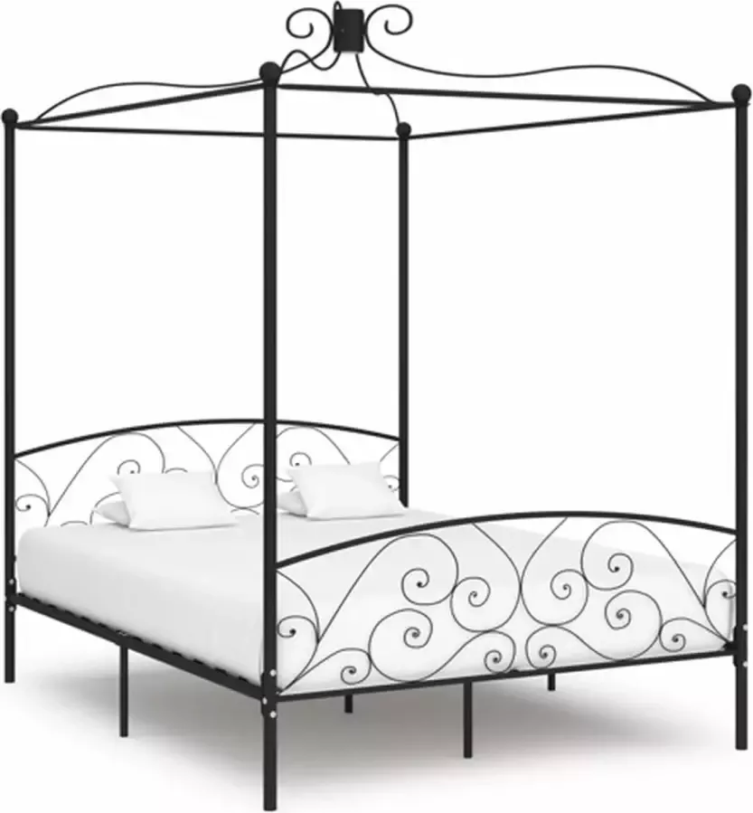VidaXL -Hemelbedframe-metaal-zwart-160x200-cm - Foto 1