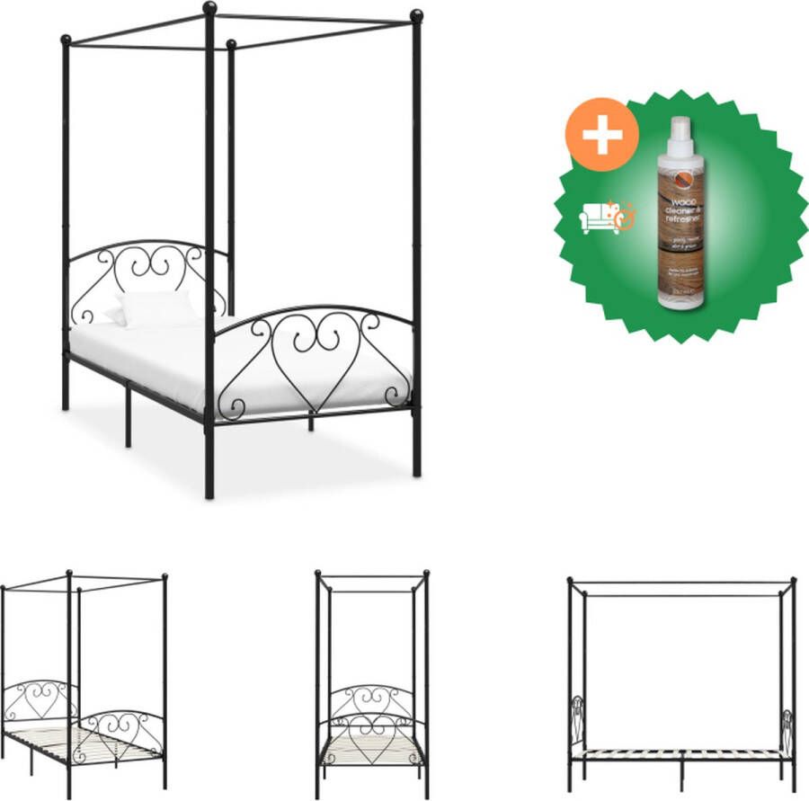 VidaXL Hemelbedframe Metaal Zwart 209 x 97.5 x 198 cm (L x B x H) Geschikte matras- 90 x 200 cm Inclusief lattenbodem Bed Inclusief Houtreiniger en verfrisser