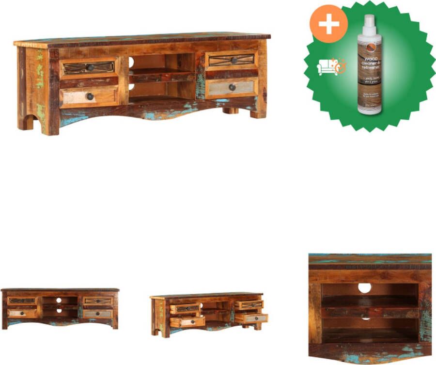 VidaXL Hifi-kast Massief Gerecycled Hout 120x30x40 cm Industriële Stijl Kast Inclusief Houtreiniger en verfrisser