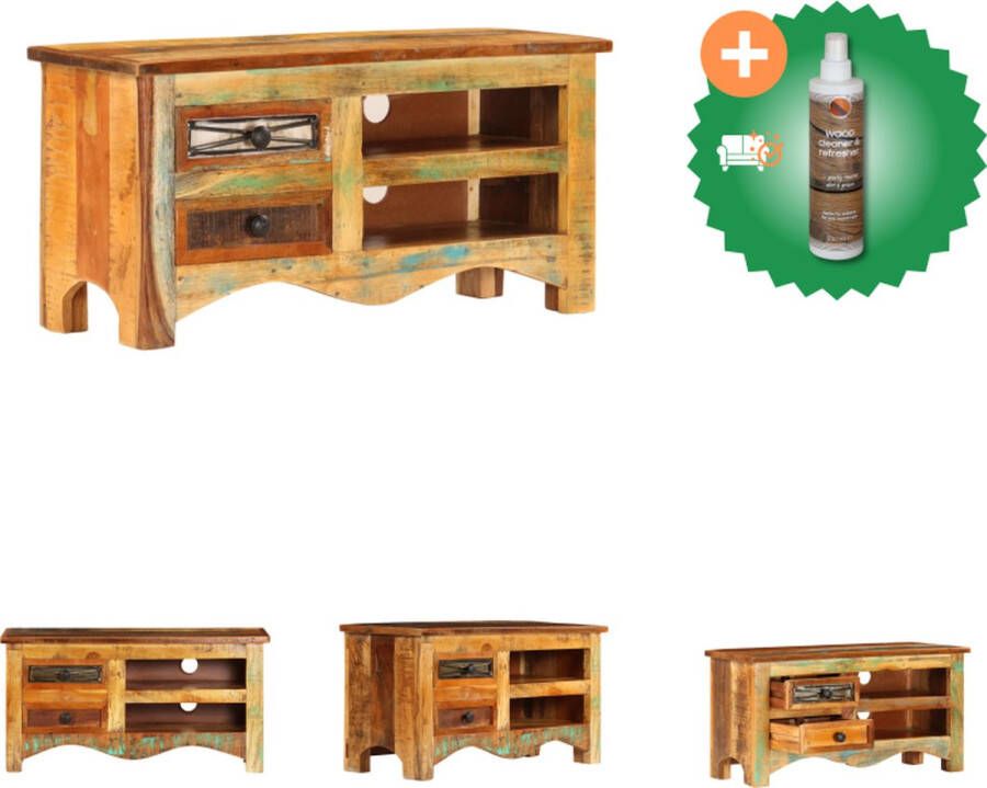 VidaXL Hifi-kast Massief gerecycled hout 80 x 30 x 40 cm Industriële stijl Kast Inclusief Houtreiniger en verfrisser