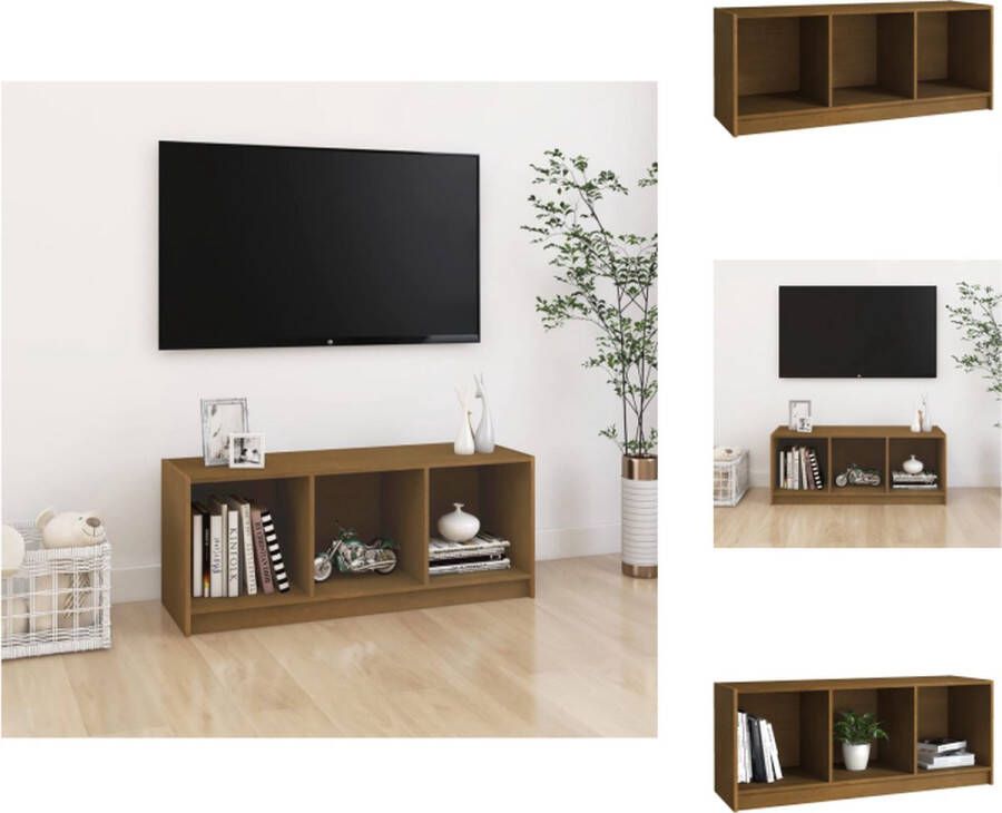 VidaXL Tv-meubel Tv-meubels Tv-meubelen Tv-meubilair Tv-meubel 104x33x41 cm massief grenenhout honingbruin