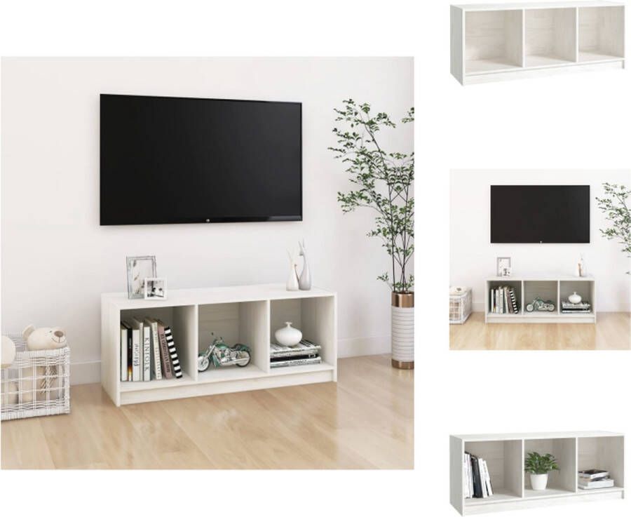 VidaXL Tv-meubel Tv-meubels Tv-meubelen Tv-meubilair Tv-meubel 104x33x41 cm massief grenenhout wit
