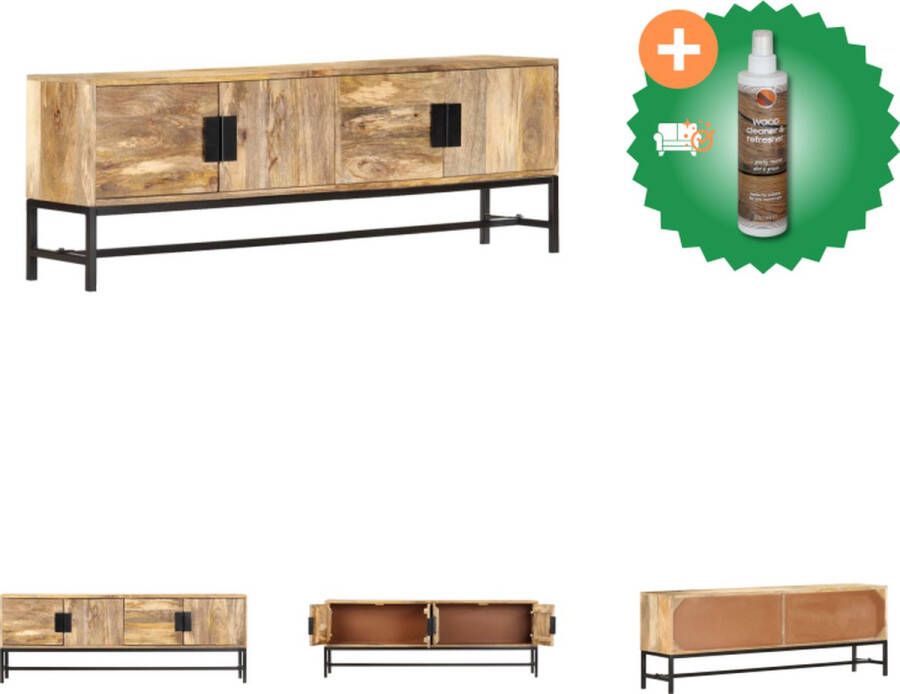 VidaXL Hifi-kast Massief Mangohout 140 x 30 x 50 cm Inclusief 4 deuren Kast Inclusief Houtreiniger en verfrisser