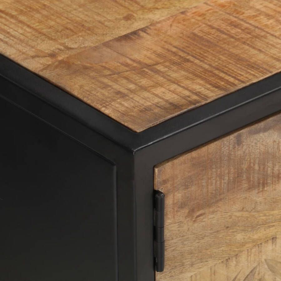 VidaXL Tv-meubel Tv-meubels Tv-meubelen Tv-meubilair Tv-meubel met bewerkte deur 130x30x40 cm ruw mangohout - Foto 3