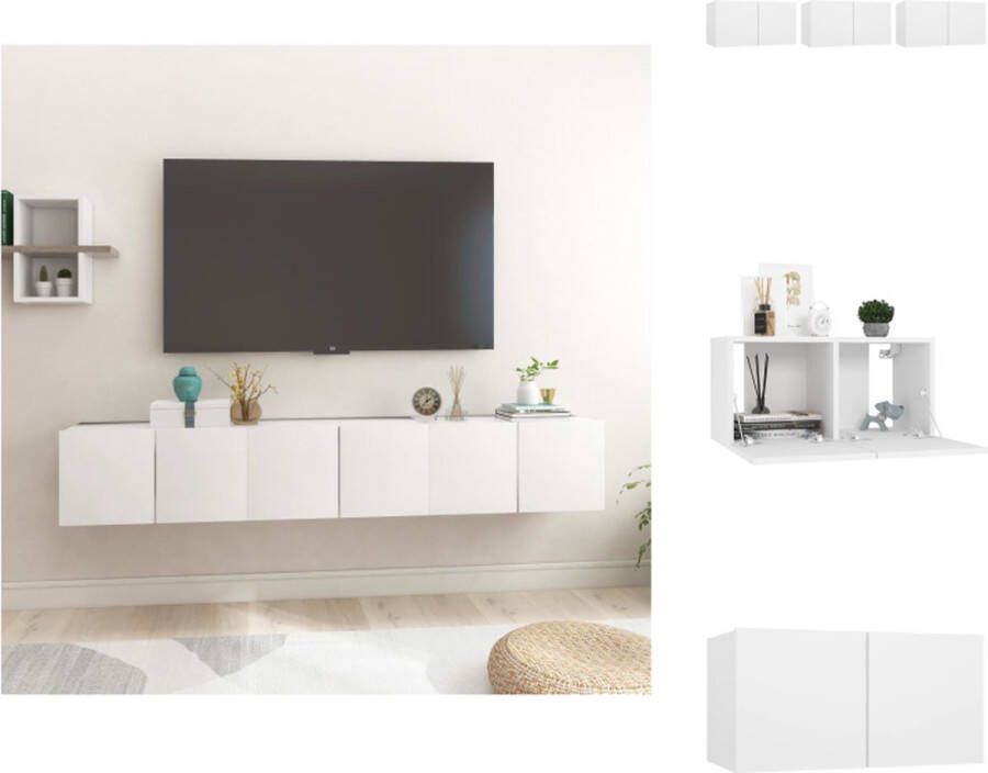 VidaXL Tv-meubel Tv-meubels Tv-kast Tv-kasten TV-hangkasten 3 st 60x30x30 cm wit - Foto 2