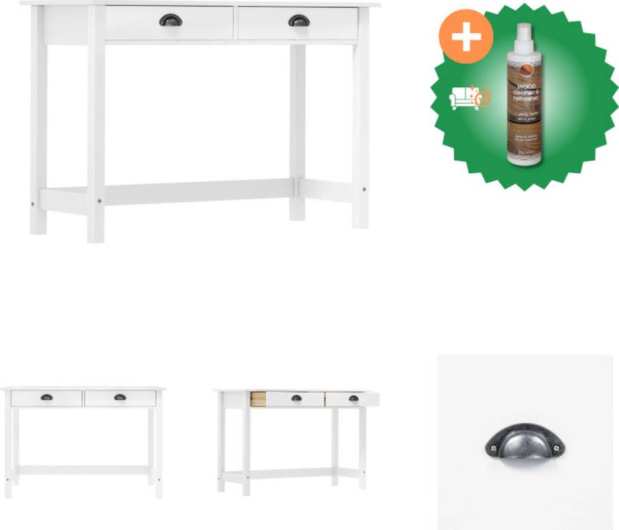 VidaXL Wandtafel Hill 2 lades 110x45x74 cm massief grenenhout grijs Tafel Inclusief Houtreiniger en verfrisser - Foto 2