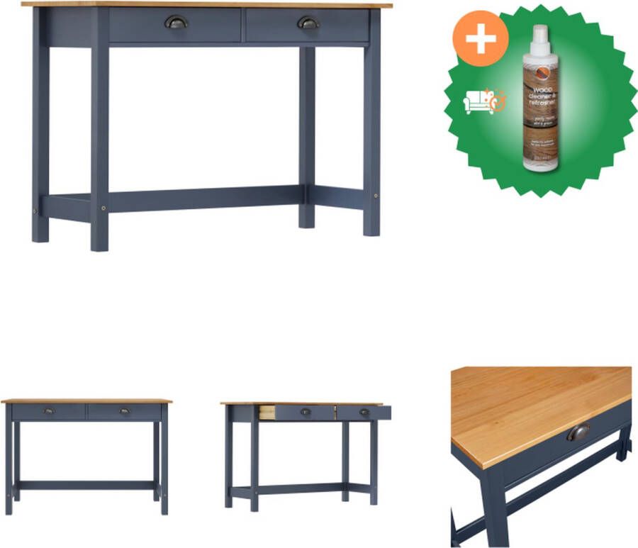 VidaXL Wandtafel Hill 2 lades 110x45x74 cm massief grenenhout grijs Tafel Inclusief Houtreiniger en verfrisser