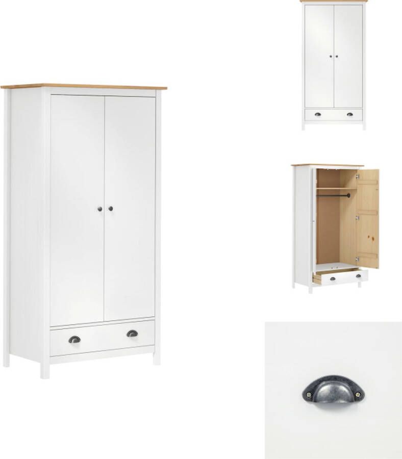 VidaXL Kledingkast Kledingkasten Klerenkast Garderobekast Kledingkast Hill 2 deuren 89x50x170 cm massief grenenhout wit