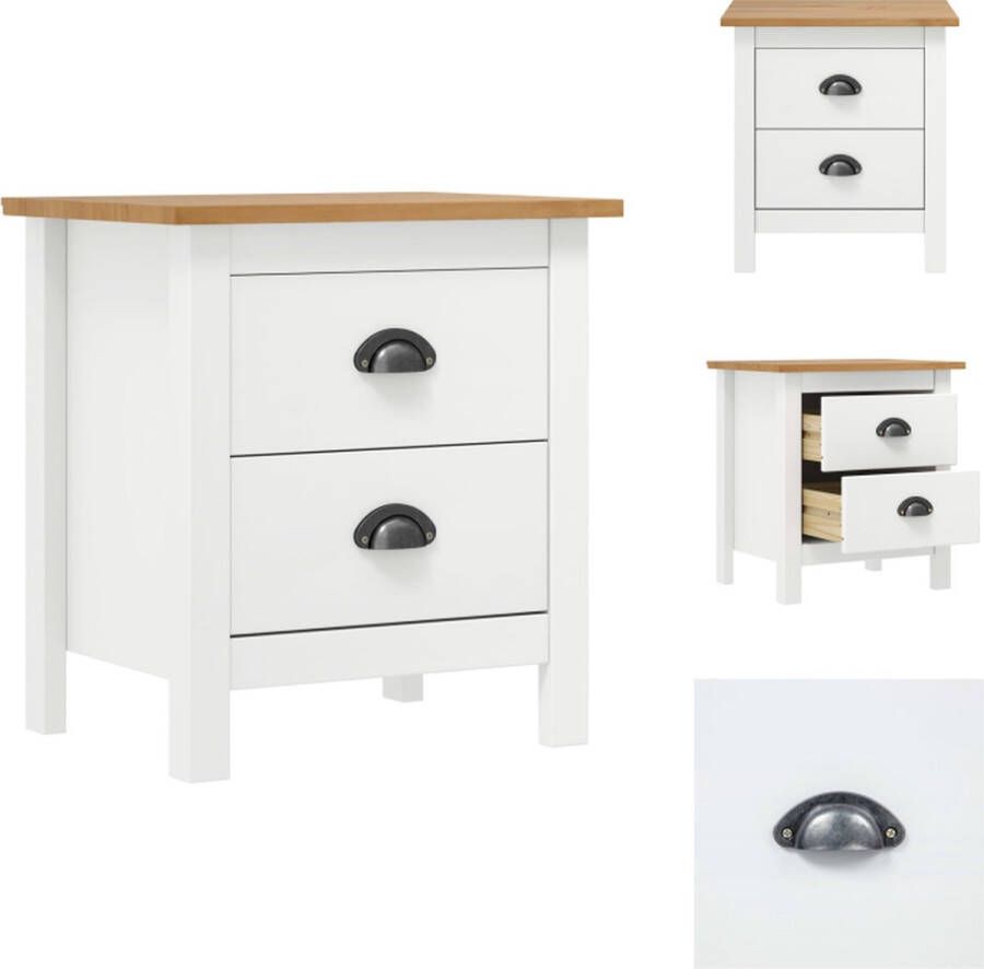 VidaXL Nachtkastje Nachtkastjes Houten Nachtkastje Houten Nachtkastjes Nachtkastje Hill 46x35x49 5 cm massief grenenhout wit - Foto 3