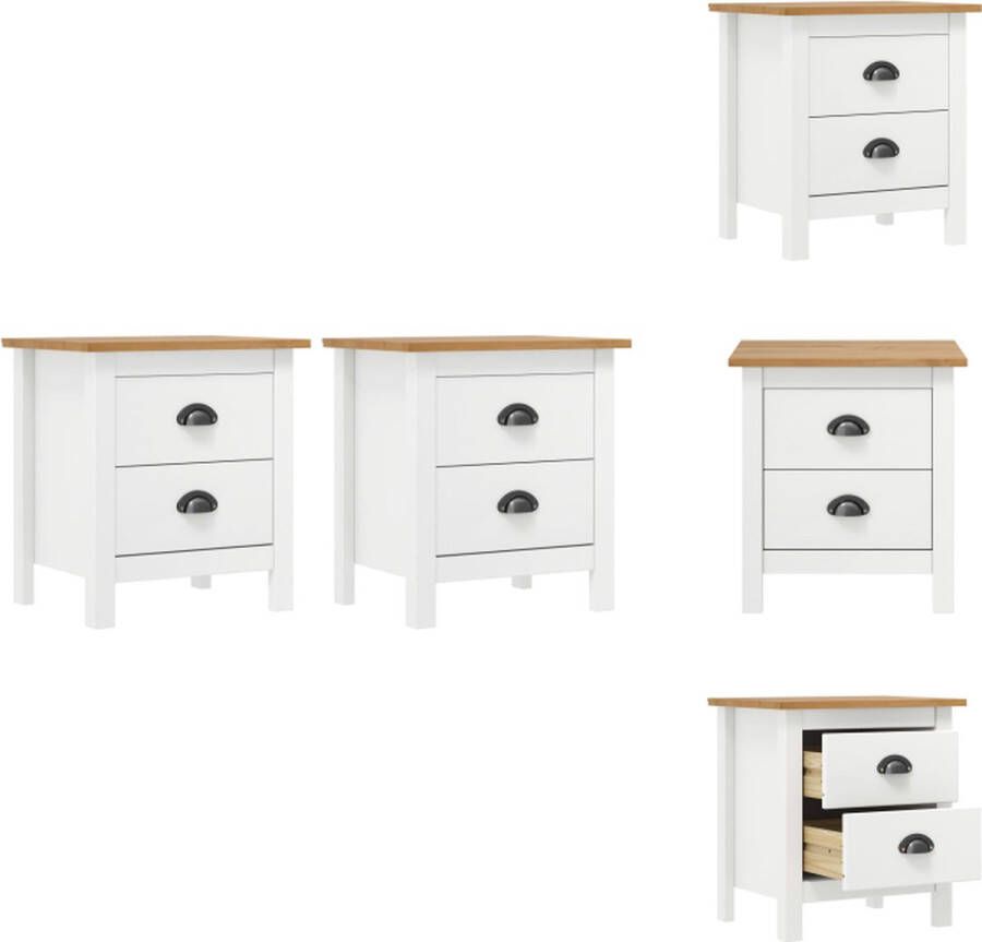 VidaXL Nachtkastje Nachtkastjes Houten Nachtkastje Houten Nachtkastjes 2 st Hill 46x35x49 5 cm grenenhout wit