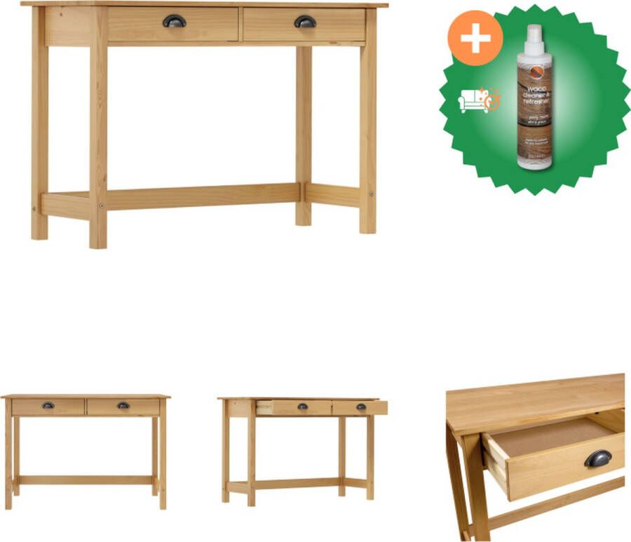 VidaXL Wandtafel Hill Range met 2 lades 110x45x74 cm grenenhout Tafel Inclusief Houtreiniger en verfrisser