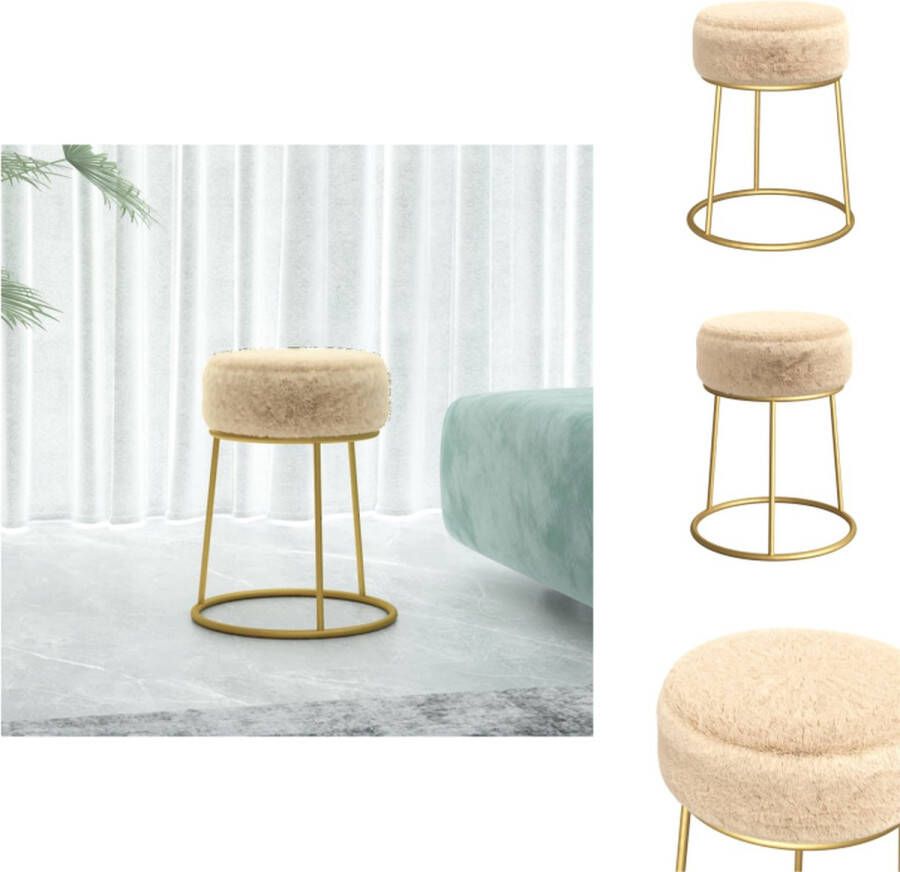 VidaXL Hocker Classic Pluche 30 x 38 cm Crème Goud Krukje