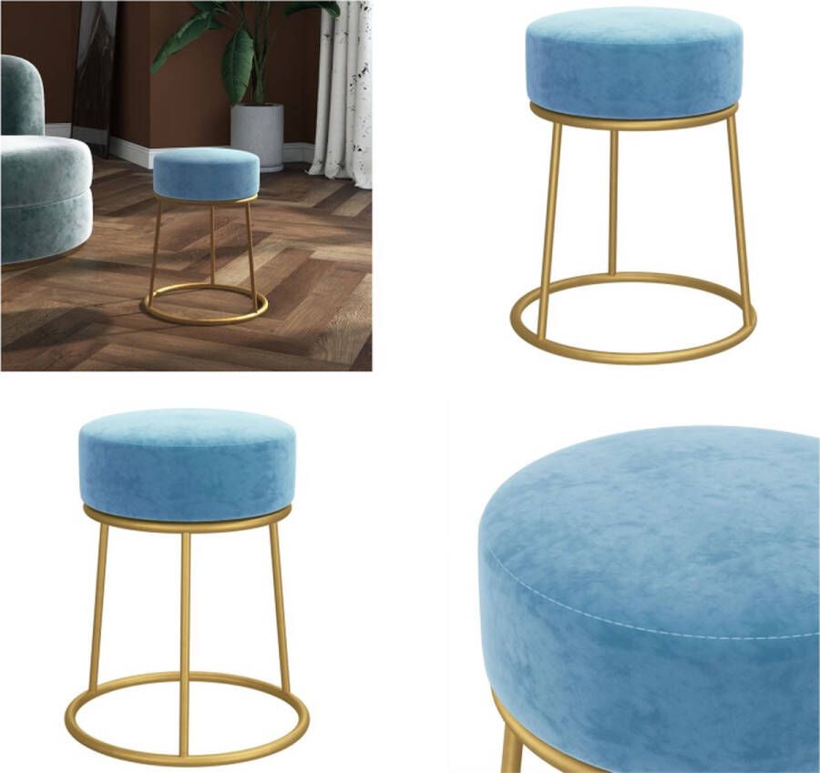 VidaXL Hocker rond fluweel lichtblauw Hocker Hockers Kruk Poef