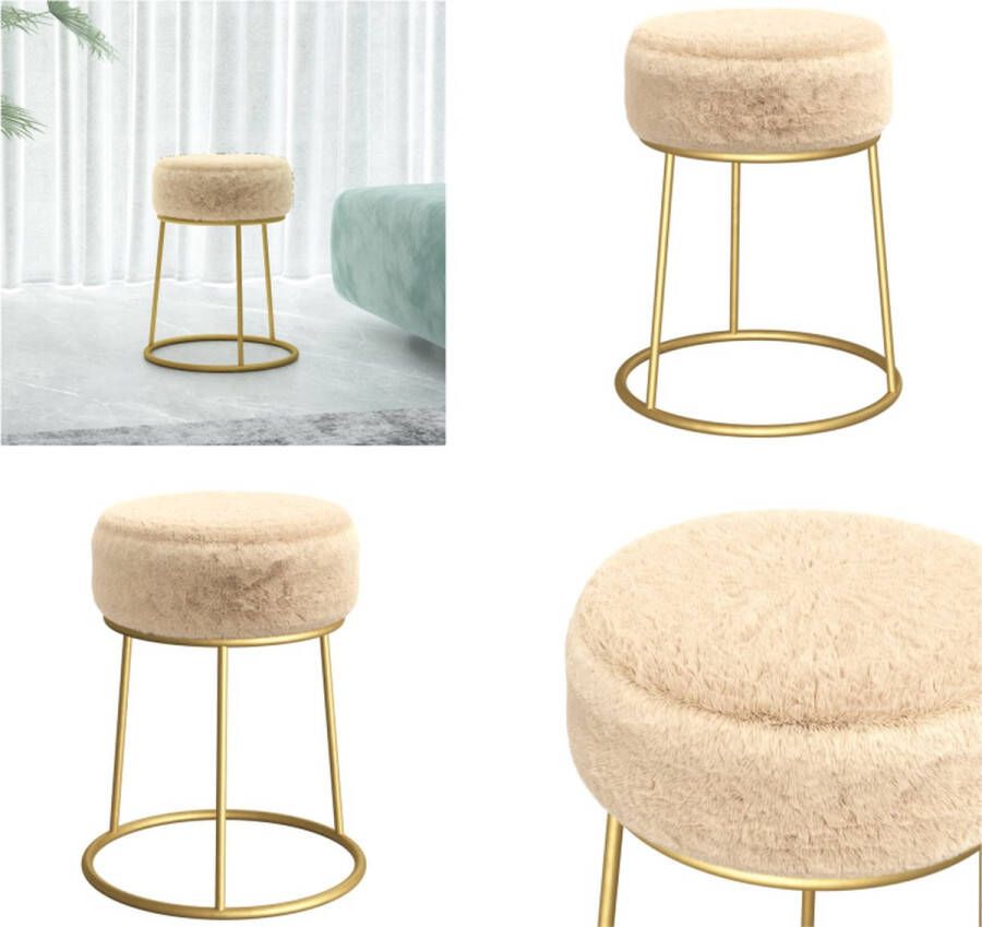 VidaXL Hocker rond pluche crèmekleurig Hocker Hockers Kruk Poef