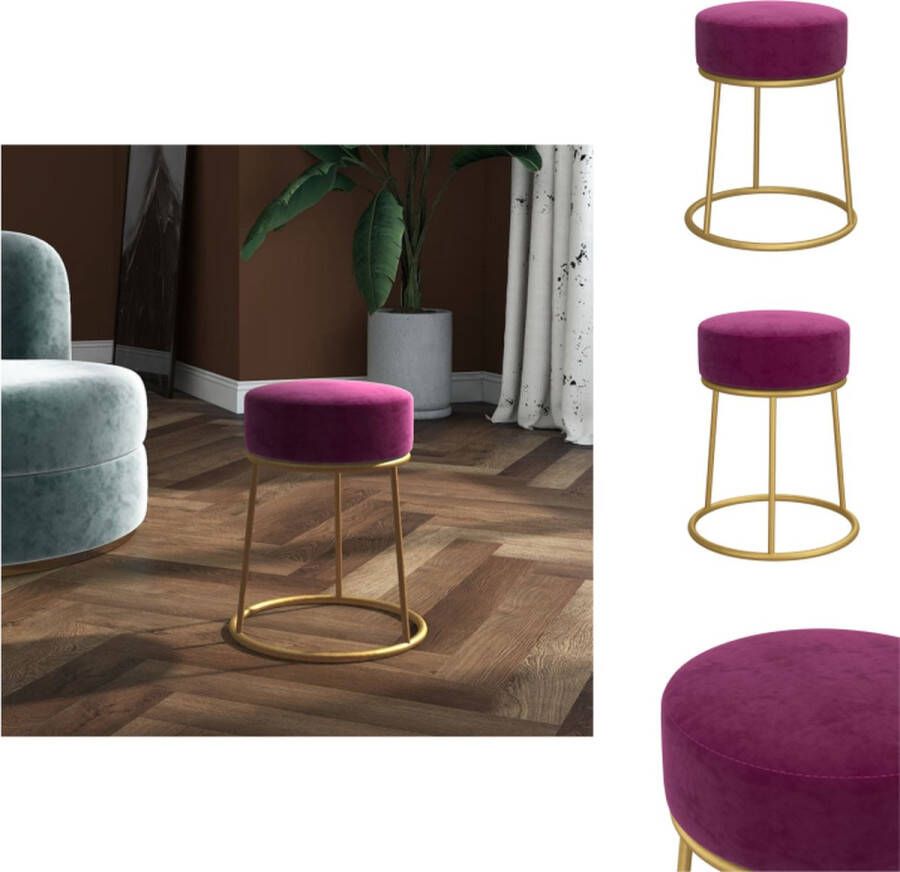VidaXL Hocker Ronde Hocker 30 x 38 cm Fluweel Paars en goud Krukje