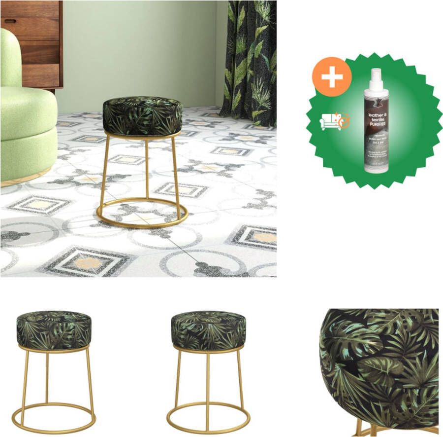 VidaXL Hocker Ronde IJzeren Basis 30 x 38 cm Meerkleurig Krukje Inclusief Reiniger