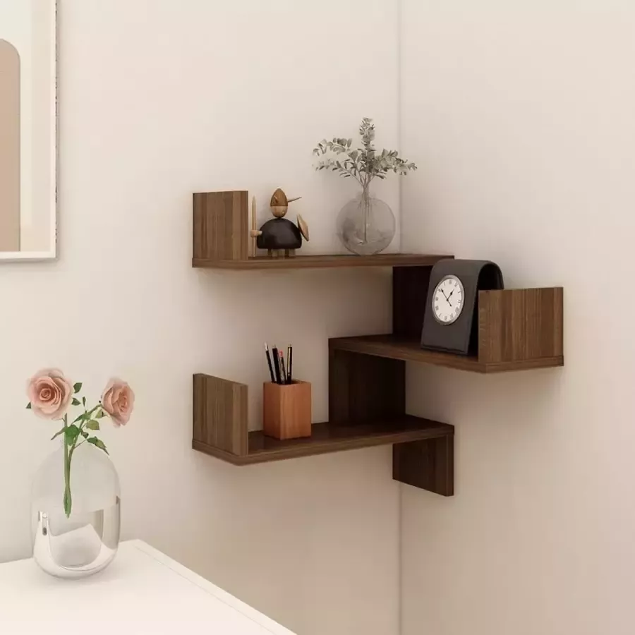 VidaXL Hoek wandrek spaanplaat 40x40x50 cm kleur bruin eiken