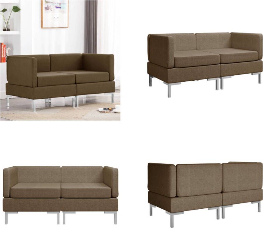 VidaXL Hoekbanken 2 st met kussens sectioneel stof bruin Hoekbank Hoekbanken Bank Banken