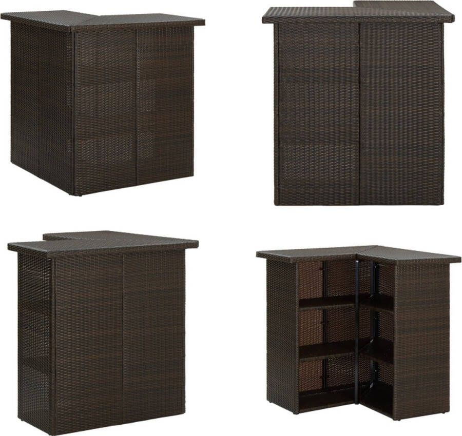 VidaXL Hoekbartafel 100x50x105 cm poly rattan bruin Bartafel Bartafels Tuintafel Tuintafels