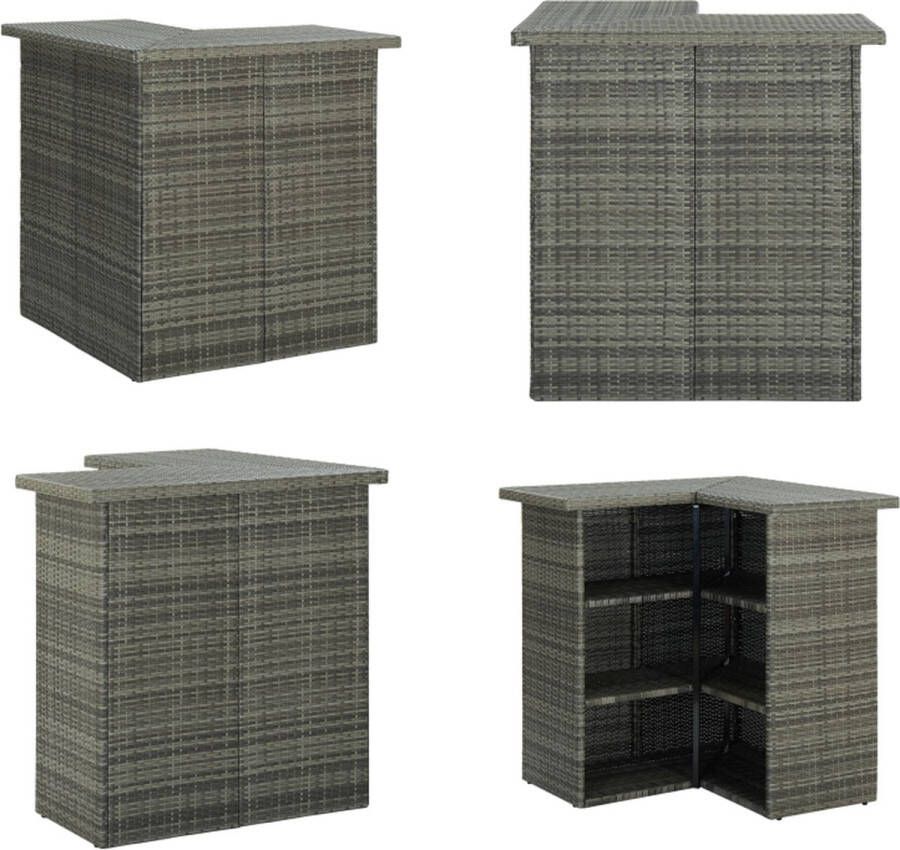 VidaXL Hoekbartafel 100x50x105 cm poly rattan grijs Bartafel Bartafels Tuintafel Tuintafels