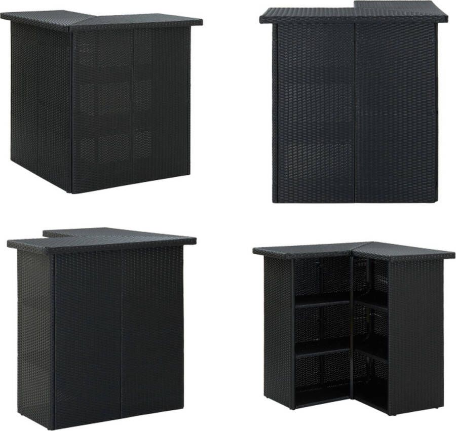 VidaXL Hoekbartafel 100x50x105 cm poly rattan zwart Bartafel Bartafels Tuintafel Tuintafels