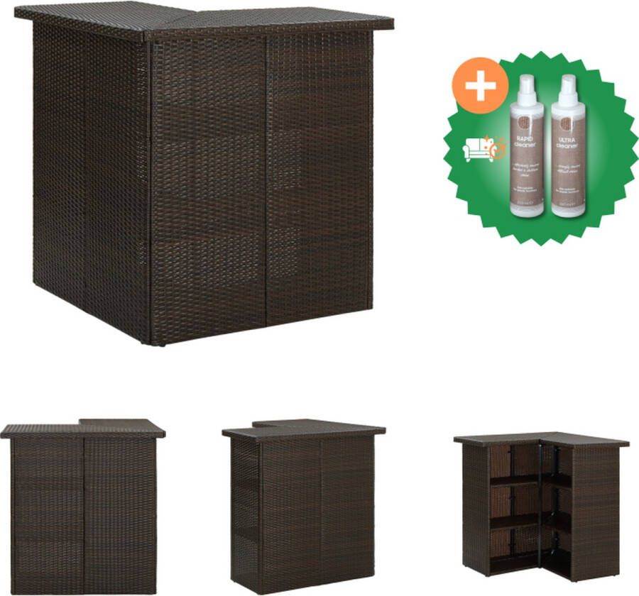 VidaXL Hoekbartafel PE-rattan staal 100x50x105cm Bruin Tafel Inclusief Onderhoudsset