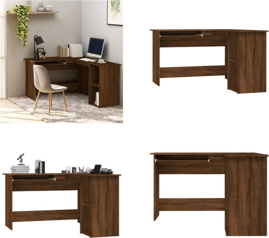 VidaXL Hoekbureau 120x140x75 cm bewerkt hout bruineikenkleurig Hoekbureau Hoekbureaus Bureau Laptoptafel