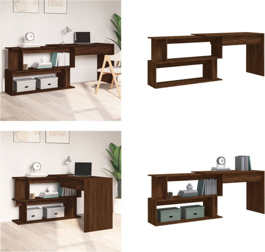 VidaXL Hoekbureau 200x50x76 cm bewerkt hout bruineikenkleurig Hoekbureau Hoekbureaus Kantoorbureau Computerbureau