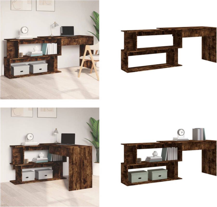 VidaXL Hoekbureau 200x50x76 cm bewerkt hout gerookt eikenkleur Hoekbureau Hoekbureaus Kantoorbureau Computerbureau