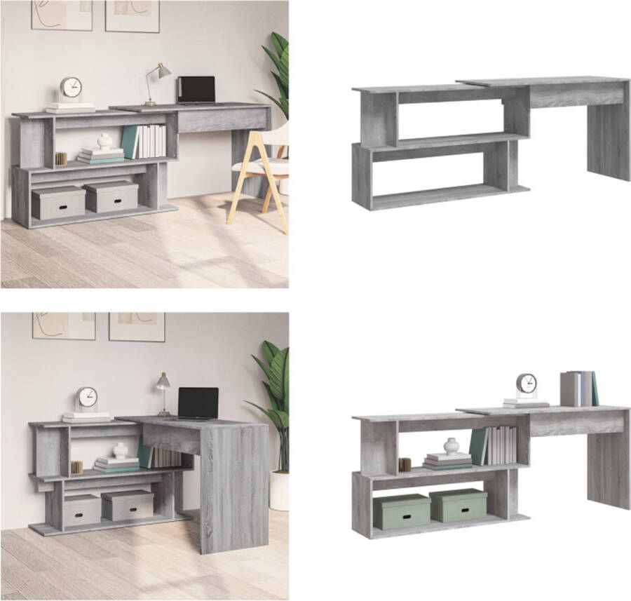 VidaXL Hoekbureau 200x50x76 cm bewerkt hout grijs sonoma eiken Hoekbureau Hoekbureaus Kantoorbureau Computerbureau