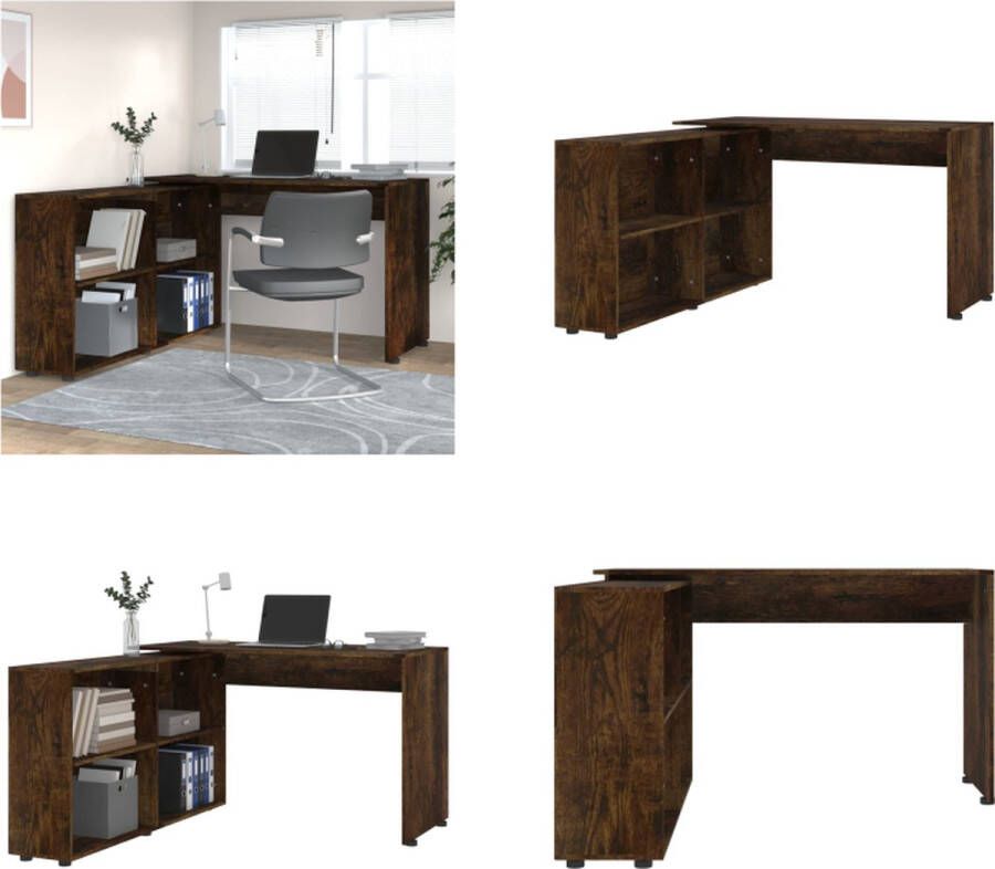 VidaXL Hoekbureau bewerkt hout gerookt eikenkleurig Bureau Bureaus Schrijftafel Schrijfbureau