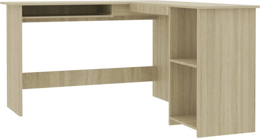 The Living Store Hoekbureau L-vormig 120x140x75cm bewerkt hout sonoma eikenkleur Hoeken Bureau Bureaus Houten Bureau Sonome Eiken L-vormig Bureau - Foto 2