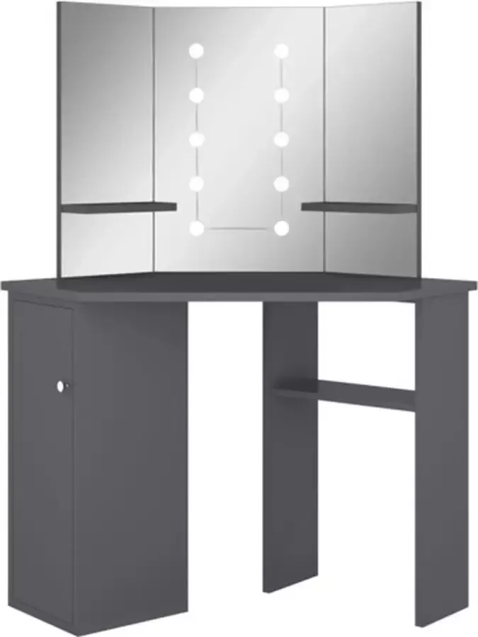 VIDAXL Hoekkaptafel met LED 111x54x141 5 cm grijs - Foto 2