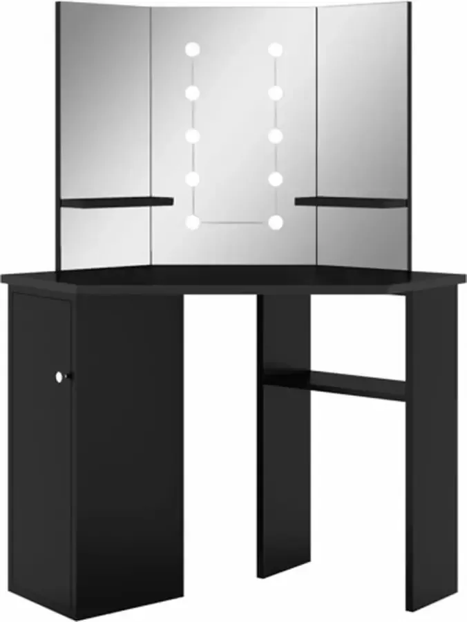 VIDAXL Hoekkaptafel met LED 111x54x141 5 cm zwart - Foto 3