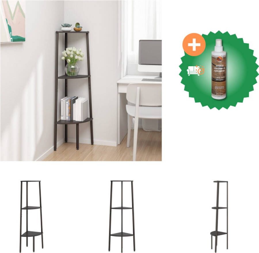 VidaXL hoekkast 3 schappen Sterke stalen constructie Brede toepassing 45.5 x 31.5 x 120 cm Kast Inclusief Houtreiniger en verfrisser