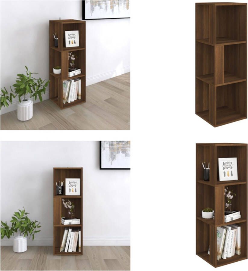 VidaXL Hoekkast 33x33x100 cm bewerkt hout bruineikenkleurig Hoekkast Hoekkasten Hoek Kast Opslagkast
