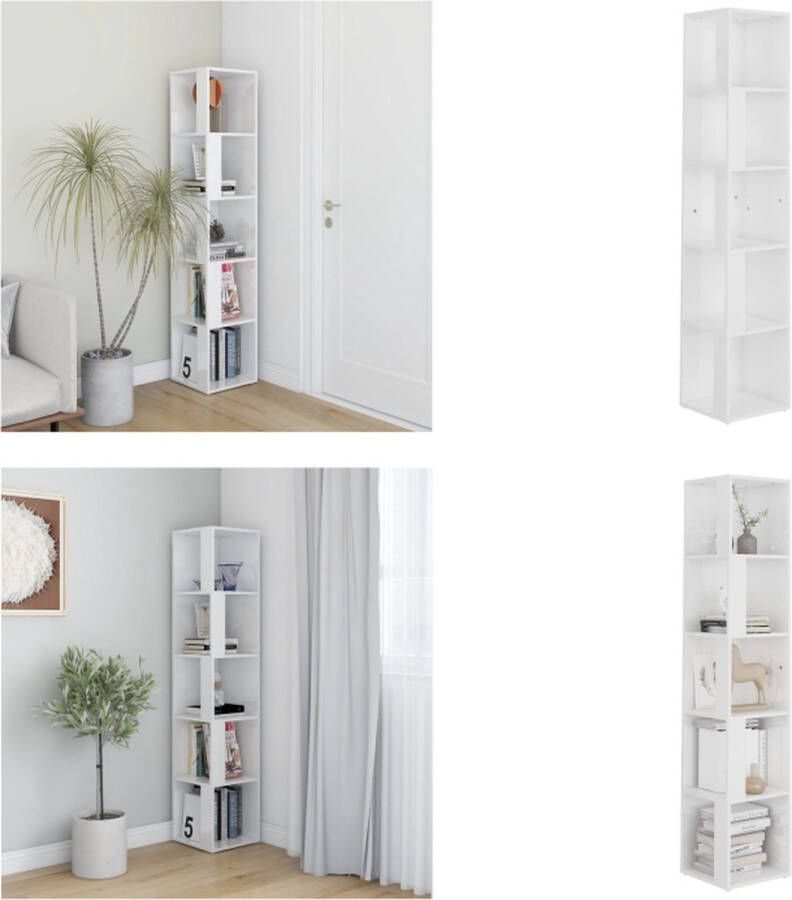 VidaXL Hoekkast 33x33x164 5 cm bewerkt hout hoogglans wit Hoekkast Hoekkasten Hoekschap Hoekschappen