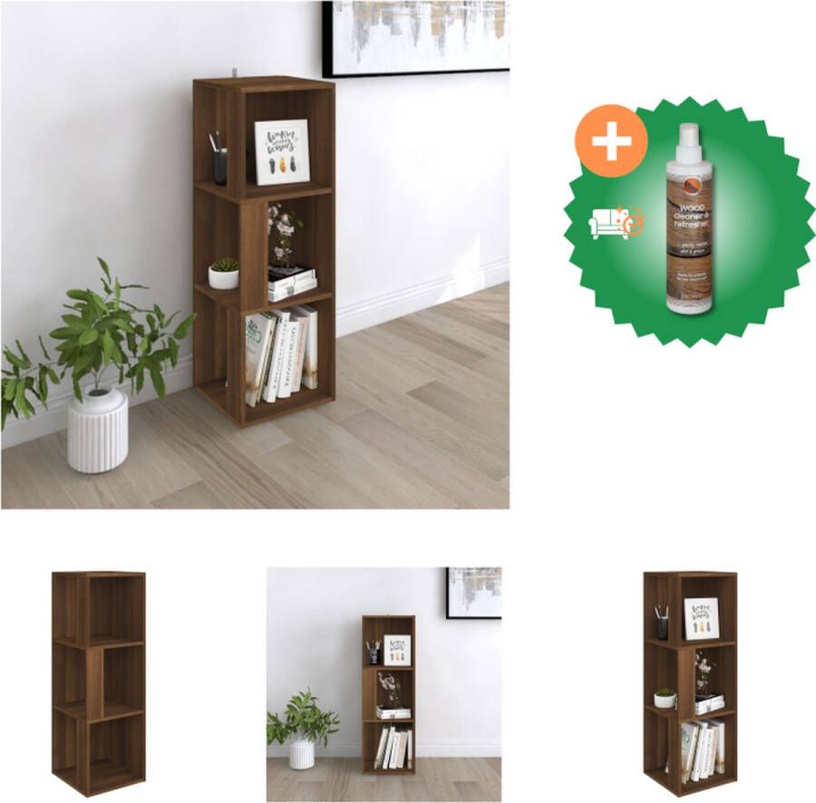 VidaXL Hoekkast 33x33x100 cm bewerkt hout bruineikenkleurig Kast Inclusief Houtreiniger en verfrisser