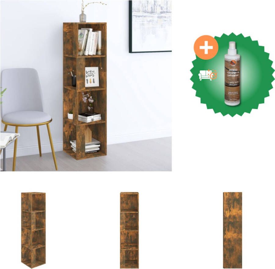 VidaXL Hoekkast 33x33x132 cm bewerkt hout gerookt eikenkleurig Kast Inclusief Houtreiniger en verfrisser