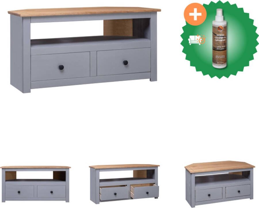 VidaXL Hoekkast Massief Grenenhout 93x49x49 cm Grijs Natuurlijke Houtkleur Kast Inclusief Houtreiniger en verfrisser