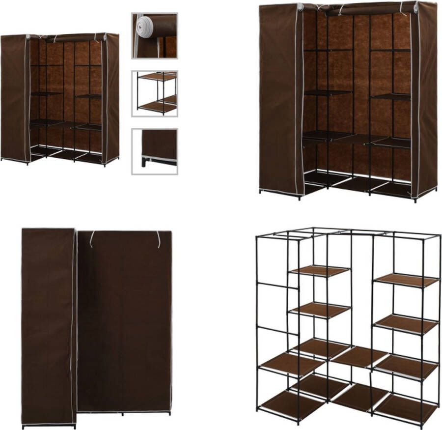 VidaXL Hoekkledingkast 130x87x169 cm bruin Klerenkast Klerenkasten Kledingkast Kledingkasten