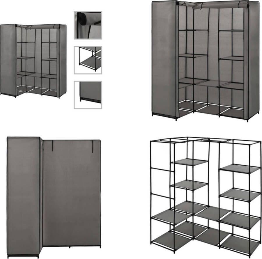 VidaXL Hoekkledingkast 130x87x169 cm grijs Klerenkast Klerenkasten Kledingkast Kledingkasten