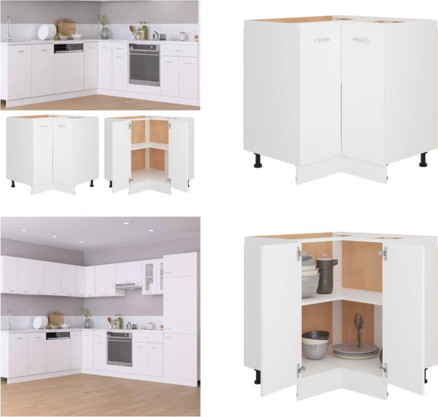VidaXL Hoekonderkast Lyon 75 5x75 5x81 5 cm bewerkt hout wit Hoekkast Hoekkasten Hoekonderkast Hoekonderkasten