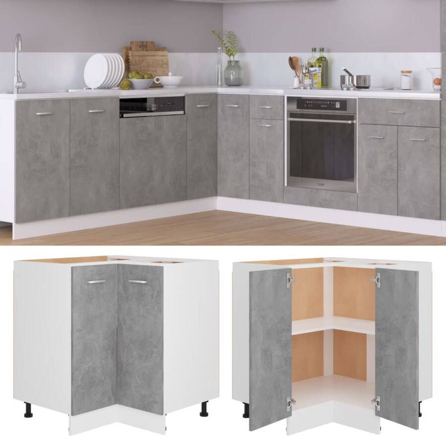 VidaXL Hoekonderkast Lyon 75 5x75 5x81 5 cm bewerkt hout betongrijs - Foto 2